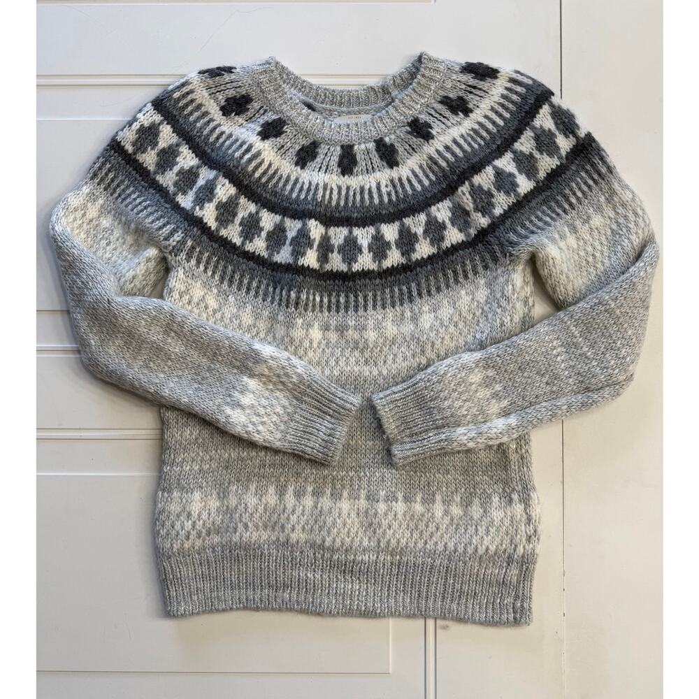 Lucky Brand Womens Sz S Fair Isle Pattern Gray Wool Blend Knit Sweater - Picture 2 of 6